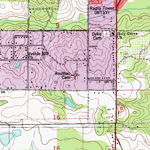 Topographic Map of Roulhac Cemetery, FL