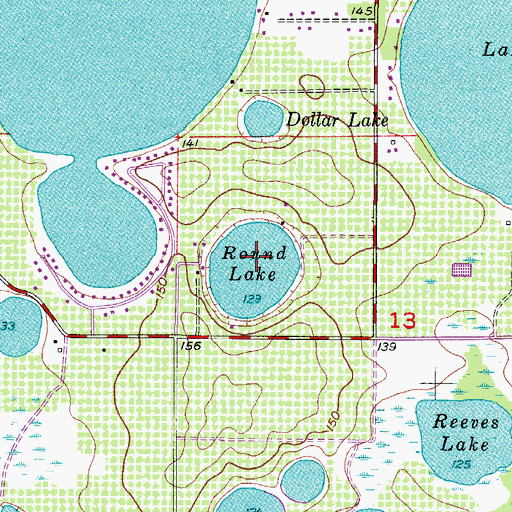 Topographic Map of Round Lake, FL