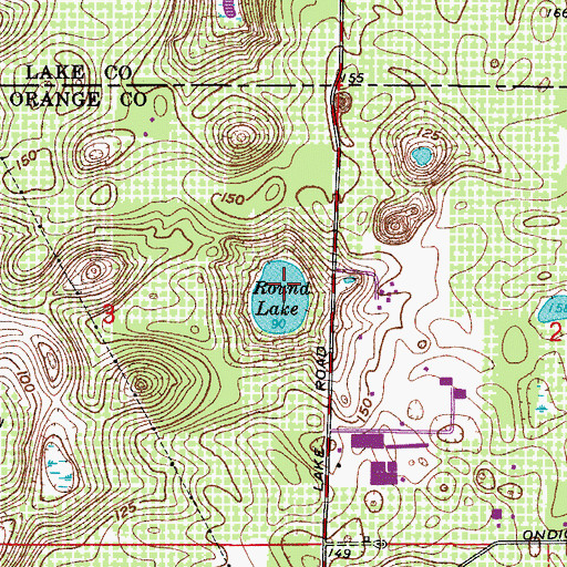 Topographic Map of Round Lake, FL
