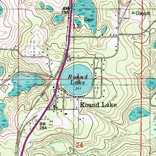 Topographic Map of Round Lake, FL