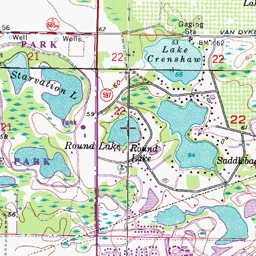 Topographic Map of Round Lake, FL
