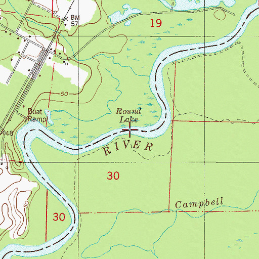 Topographic Map of Round Lake, FL