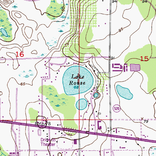 Topographic Map of Lake Rouse, FL