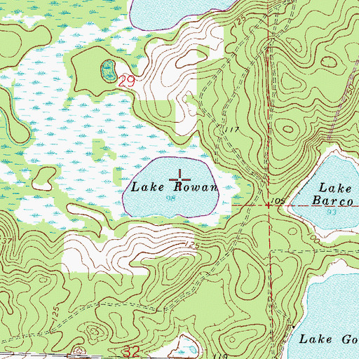 Topographic Map of Lake Rowan, FL