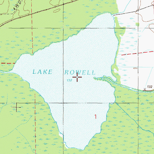 Topographic Map of Lake Rowell, FL