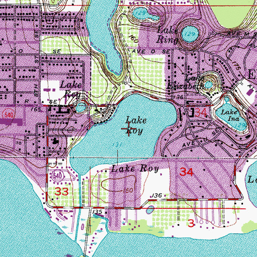 Topographic Map of Lake Roy, FL