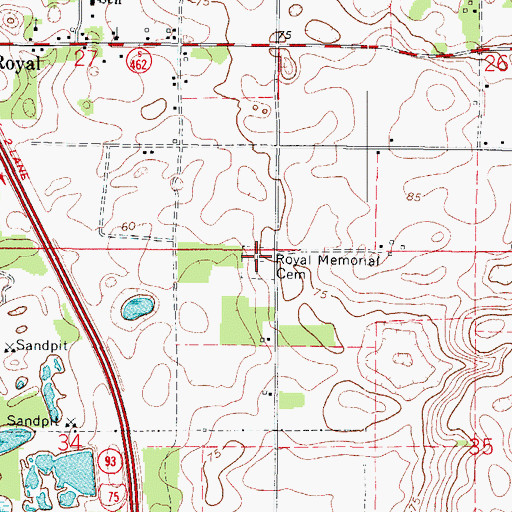 Topographic Map of Royal Memorial Cemetery, FL