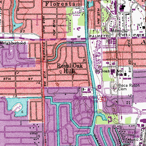 Topographic Map of Royal Oak Hills, FL