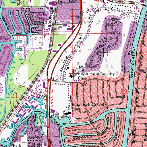 Topographic Map of Royal Palm Country Club, FL