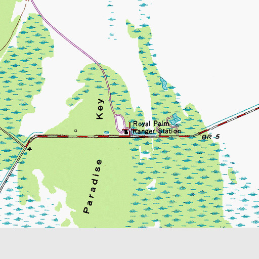 Topographic Map of Royal Palm Ranger Station, FL