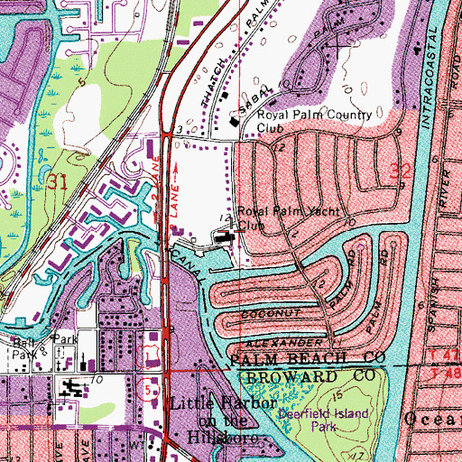 Topographic Map of Royal Palm Yacht Club, FL