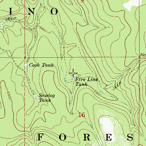 Topographic Map of Fire Line Tank, AZ