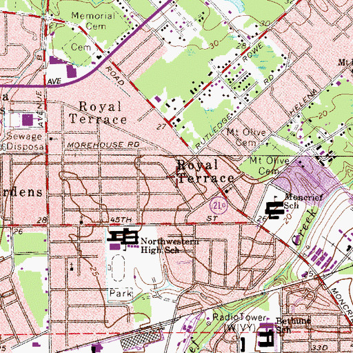 Topographic Map of Royal Terrace, FL