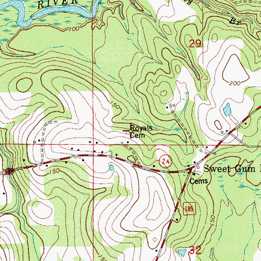 Topographic Map of Royals Cemetery, FL