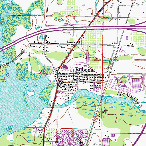 Topographic Map of Rubonia, FL