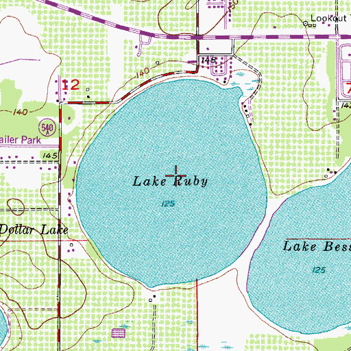 Topographic Map of Lake Ruby, FL