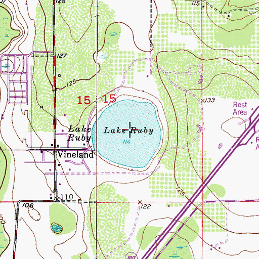 Topographic Map of Lake Ruby, FL