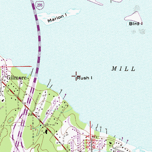 Topographic Map of Rush Island, FL