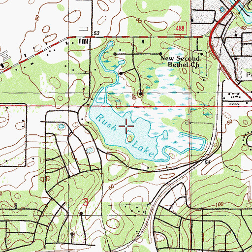 Topographic Map of Rush Lake, FL