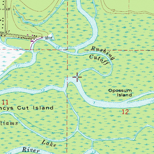 Topographic Map of Rushing Cutoff, FL