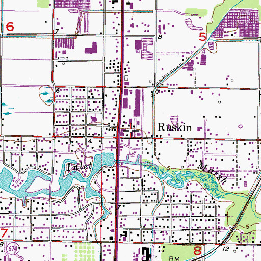 Topographic Map of Ruskin, FL