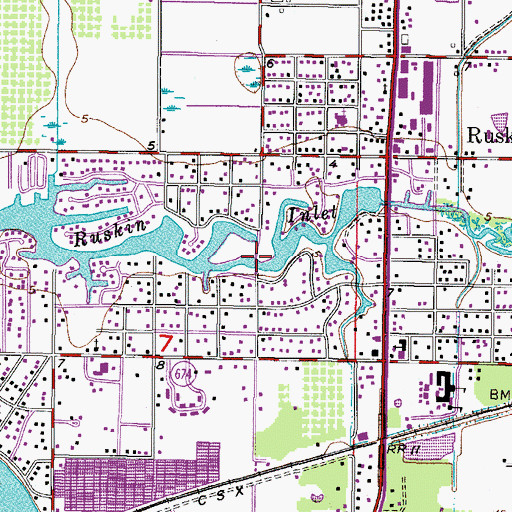 Topographic Map of Ruskin Inlet, FL