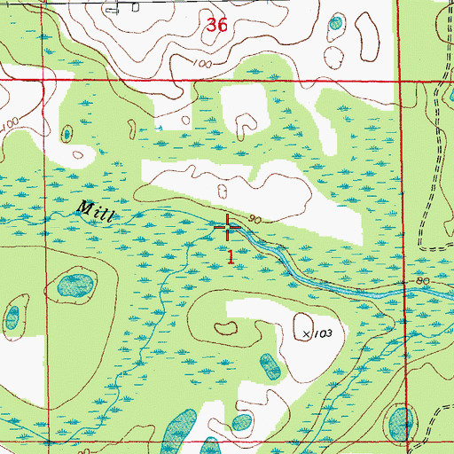 Topographic Map of Russ Mill Creek, FL