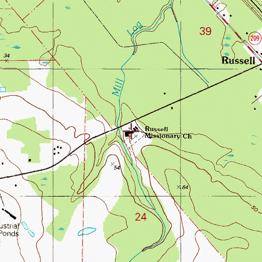 Topographic Map of Russell Missionary Church, FL