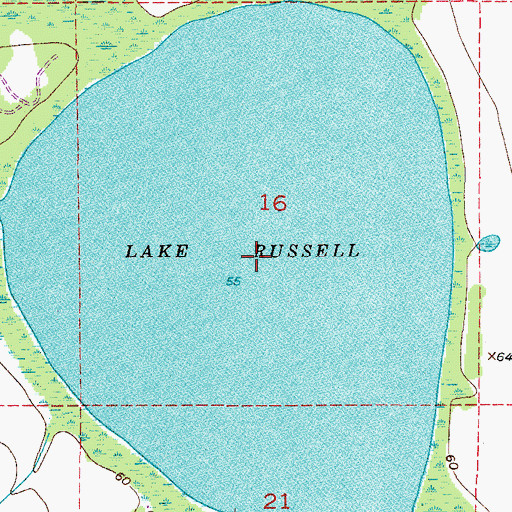 Topographic Map of Lake Russell, FL
