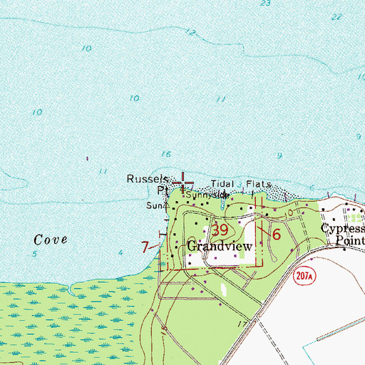 Topographic Map of Russels Point, FL