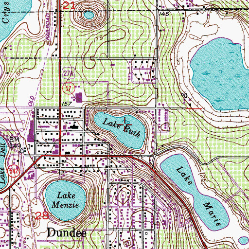 Topographic Map of Lake Ruth, FL