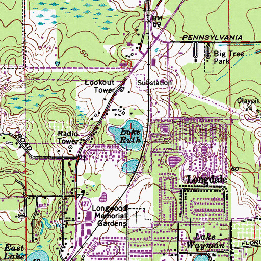 Topographic Map of Lake Ruth, FL