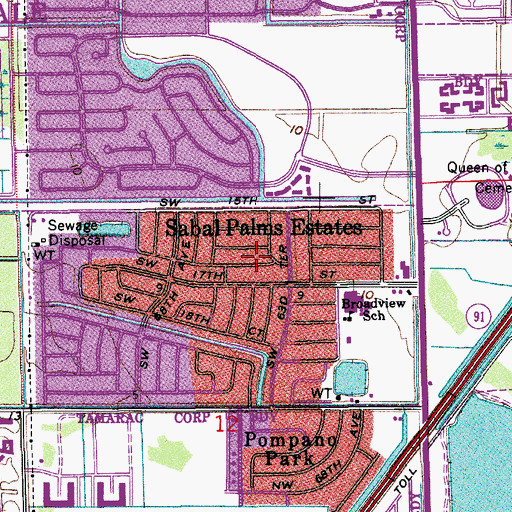 Topographic Map of Sabal Palms Estates, FL