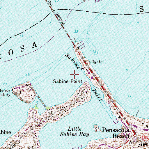 Topographic Map of Sabine Point, FL