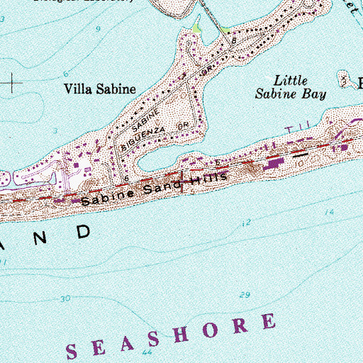 Topographic Map of Sabine Sand Hills, FL