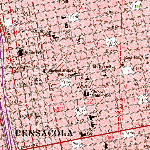 Topographic Map of Sacred Heart School, FL