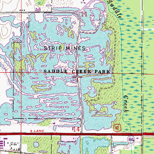Topographic Map of Saddle Creek Park, FL