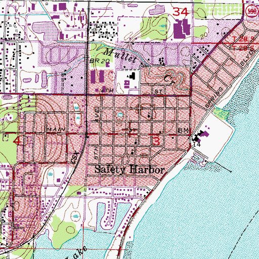 Topographic Map of Safety Harbor, FL