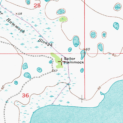 Topographic Map of Sailor Hammock, FL
