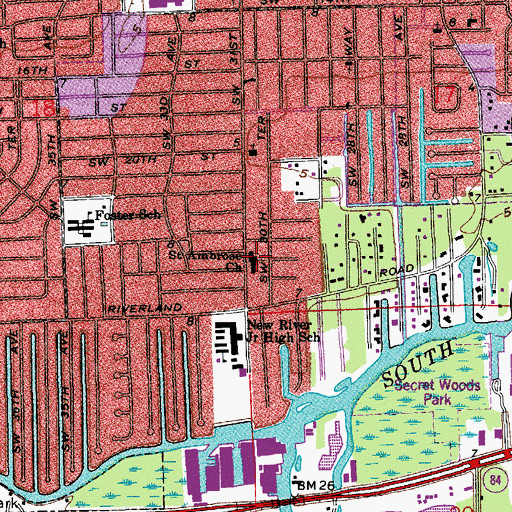 Topographic Map of Saint Ambrose Church, FL