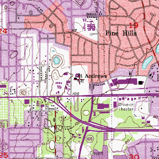 Topographic Map of Saint Andrews Church, FL