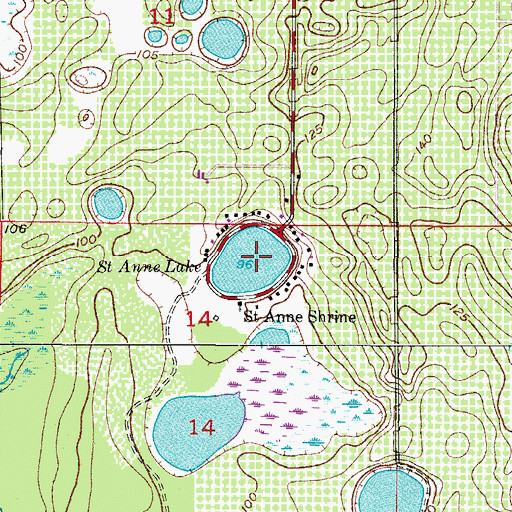 Topographic Map of Saint Anne Lake, FL