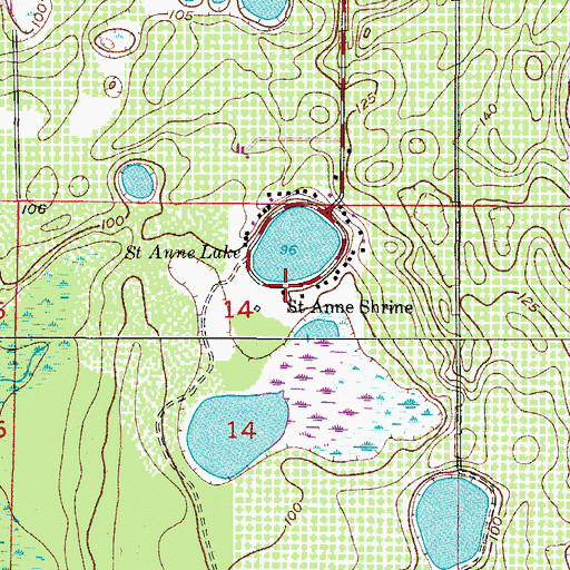 Topographic Map of Saint Anne Shrine, FL