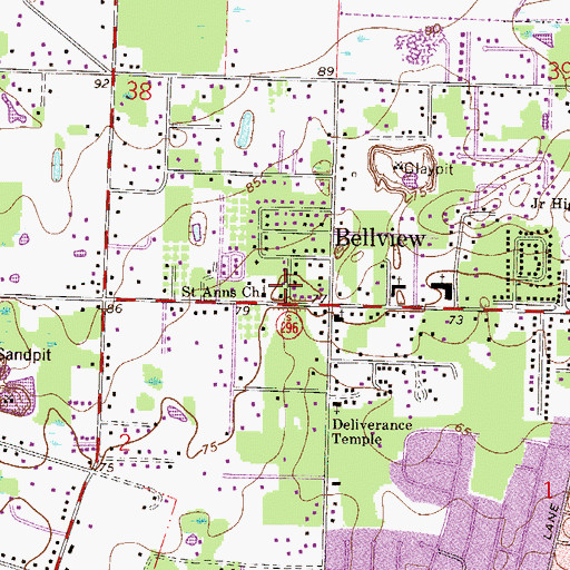 Topographic Map of Saint Anns Church, FL
