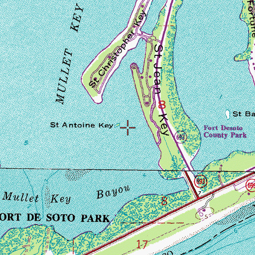 Topographic Map of Saint Antoine Key, FL