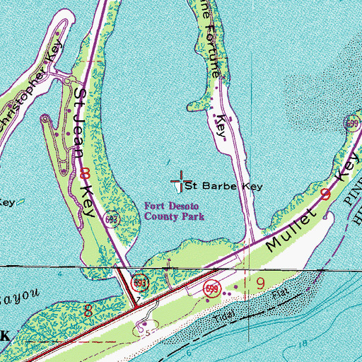 Topographic Map of Saint Barbe Key, FL