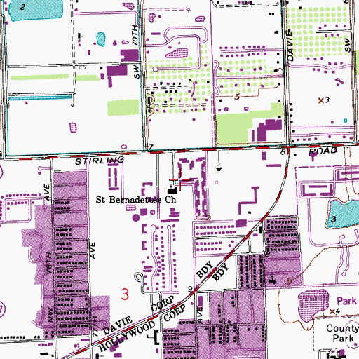 Topographic Map of Saint Bernadettes Church, FL