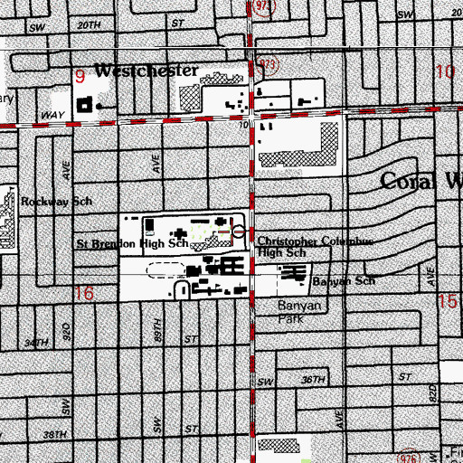 Topographic Map of Saint Brendan Catholic High School, FL
