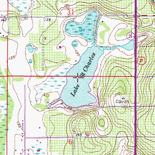 Topographic Map of Lake Saint Charles, FL