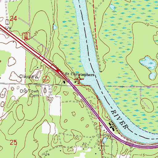 Topographic Map of Saint Christophers Church, FL